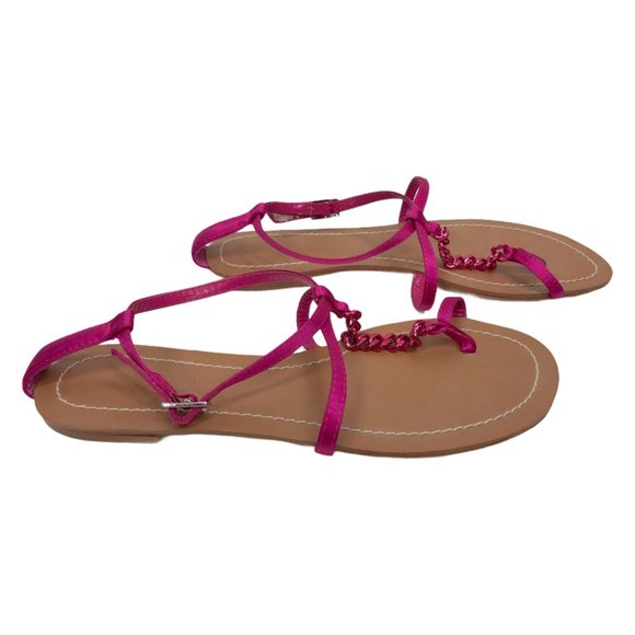 Colin Stuart Pink Metal Chain Sandals Sz 8.5B - Picture 3 of 13